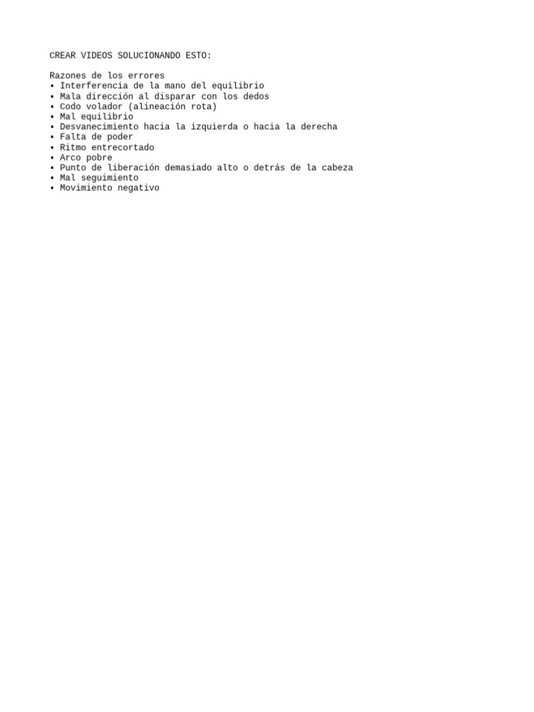 Lista de Errores a Evitar